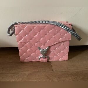 Pink Quilted Chain-Handle Shoulder Bag